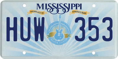 MS license plate HUW353