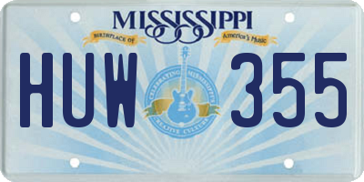 MS license plate HUW355