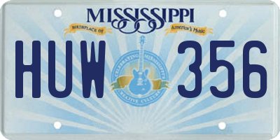 MS license plate HUW356