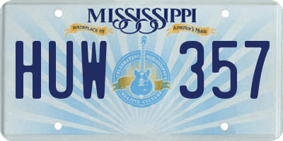 MS license plate HUW357