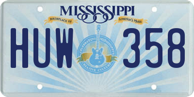 MS license plate HUW358