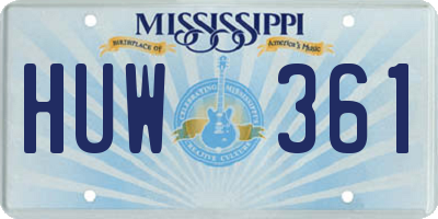 MS license plate HUW361