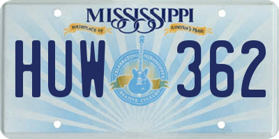 MS license plate HUW362