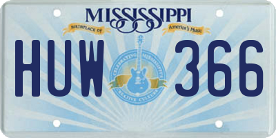 MS license plate HUW366
