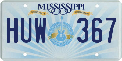 MS license plate HUW367