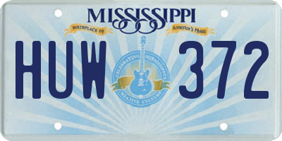 MS license plate HUW372