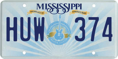 MS license plate HUW374