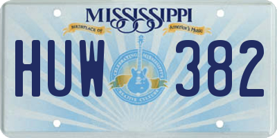 MS license plate HUW382