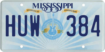 MS license plate HUW384