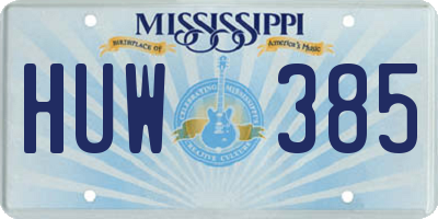 MS license plate HUW385