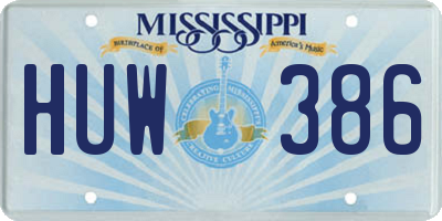 MS license plate HUW386