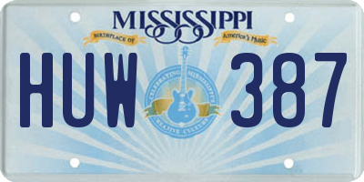 MS license plate HUW387