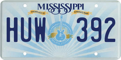 MS license plate HUW392