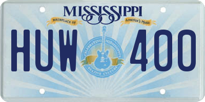 MS license plate HUW400