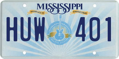 MS license plate HUW401