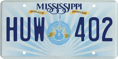 MS license plate HUW402