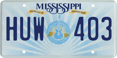MS license plate HUW403