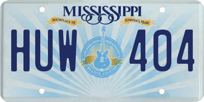 MS license plate HUW404