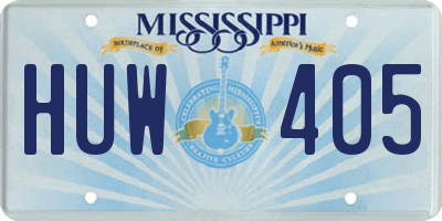 MS license plate HUW405