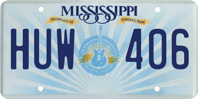 MS license plate HUW406