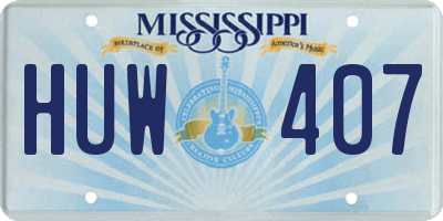 MS license plate HUW407