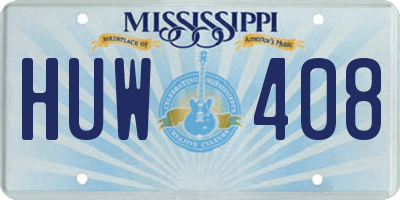 MS license plate HUW408