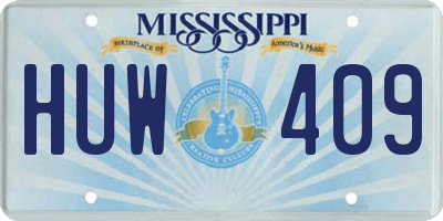MS license plate HUW409
