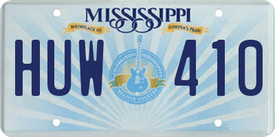 MS license plate HUW410