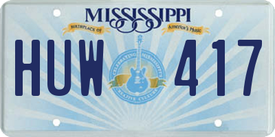 MS license plate HUW417