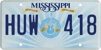 MS license plate HUW418