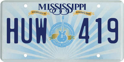 MS license plate HUW419
