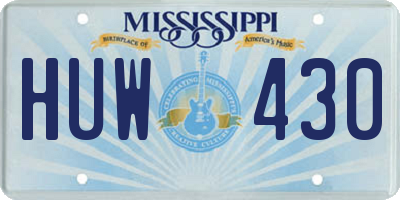 MS license plate HUW430