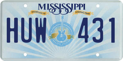 MS license plate HUW431