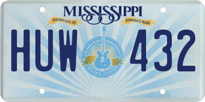 MS license plate HUW432