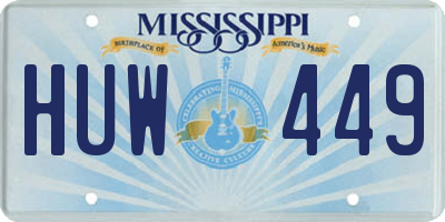 MS license plate HUW449