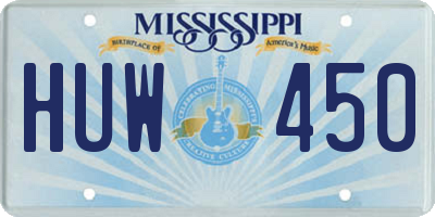 MS license plate HUW450