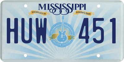 MS license plate HUW451