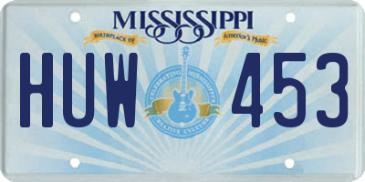 MS license plate HUW453