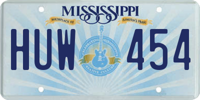 MS license plate HUW454