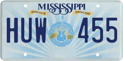 MS license plate HUW455
