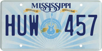 MS license plate HUW457