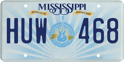 MS license plate HUW468