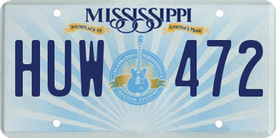 MS license plate HUW472