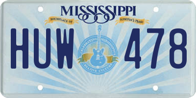 MS license plate HUW478
