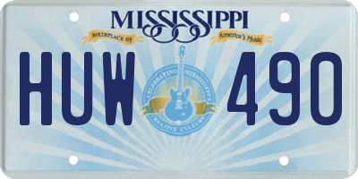 MS license plate HUW490