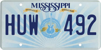 MS license plate HUW492