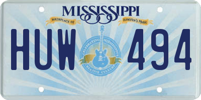 MS license plate HUW494