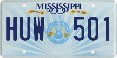 MS license plate HUW501