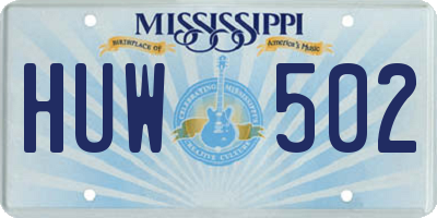 MS license plate HUW502