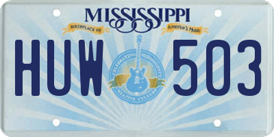 MS license plate HUW503